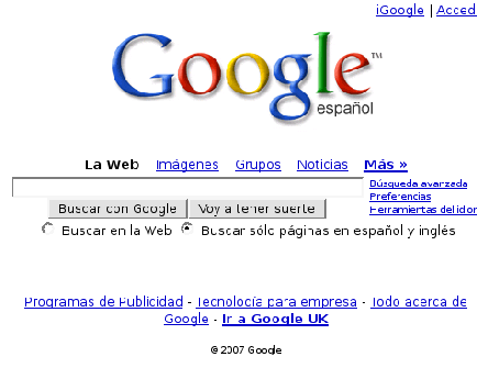 apariencia de google antes de los cambios